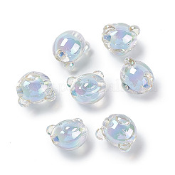 UVメッキレインボー虹色アクリルビーズ  ツートン  クマ  空色  16x18x16mm  穴：3.5mm&nbsp;X1-OACR-H015-11A
