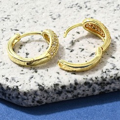 Brass Clear Cubic Zirconia Hoop Earrings&nbsp;EJEW-M047-01G