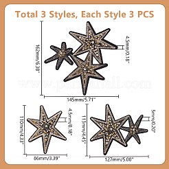 9Pcs 3 Styles Star Polyester Embroidery Appliques&nbsp;PATC-GA0001-51