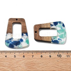 樹脂とクルミのペンダント  台形  ミックスカラー  37x27x3mm  穴：2mm&nbsp;FIND-R051-02D