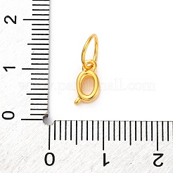 丸カン付きスターリングシルバーレターチャーム925個  ゴールドカラー  文字Q  8.5x5x2mm  穴：5mm&nbsp;LS-STER-R008-01G-Q
