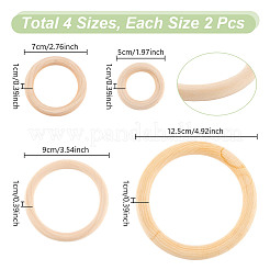 8Pcs 4 Styles Unfinished Wood Rings&nbsp;WOOD-GA0001-69