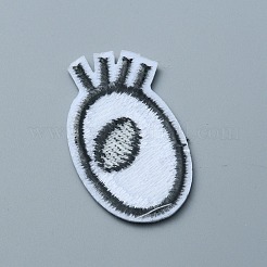 シングルアイ ポリエステル刺繍布 アイロン接着/縫い付けパッチ  マスクと衣装のアクセサリー  ブラック＆ホワイト  41.5~42x23.5x1mm&nbsp;PATC-WH0001-117A