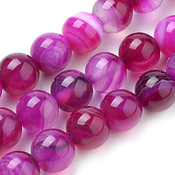 Natural Striped Agate/Banded Agate Beads Strands&nbsp;G-S259-04-4mm