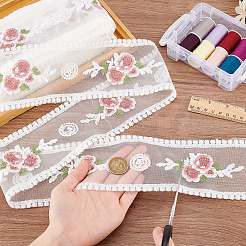 15 Yards Polyester Embroidery Flower Mesh Ribbon&nbsp;SRIB-GA0001-11A
