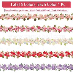 4.6~5 ヤード 5 色の花ポリエステル トリム リボン  カーテンレーストリミング用  ミックスカラー  3/4インチ（20mm）  0.92~1ヤード/カラー&nbsp;OCOR-GF0001-67