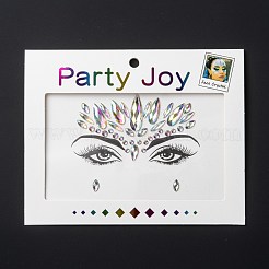 アクリルフェイスジェムステッカー  自己粘着性の一時的な入れ墨  ティアドロップ＆ハーフラウンド＆ホースアイラインストーン付き  カラフル  0.35~2.95x0.35~1x0.15~0.35cm&nbsp;MRMJ-F014-01