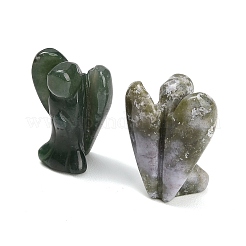 天然モスアゲート宝石彫刻天使像  自宅オフィスのデスクトップの風水の装飾品  11~11.5x22~22.5x28~28.5mm&nbsp;GG-CBA8396-A08