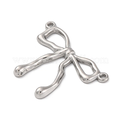 変色しない304ステンレススチールコネクタチャームリンク  蝶結び  ステンレス鋼色  20.5x28x2mm  穴：1mm&nbsp;STAS-U018-04P-03