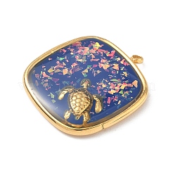304 Stainless Steel Epoxy Resin with Natural Shell and Sequins Inside Pendants&nbsp;STAS-L026-17G-H04