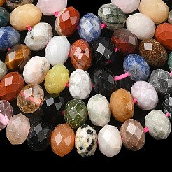 ミックス天然石ビーズ連売り  多面カット  ロンデル  染めと未染色の混合  7.5~8x5mm  穴：1mm  約72個/連  15.35''（39センチメートル）&nbsp;G-A280-B01-01