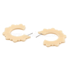 アクリルサンスタッドピアス  304ステンレススチールピン付きハーフフープピアス  レモンシフォン  44.5x2mm&nbsp;EJEW-I287-01A