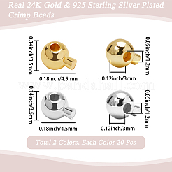 40Pcs 2 Colors Brass Crimp Beads&nbsp;KK-BBC0023-34