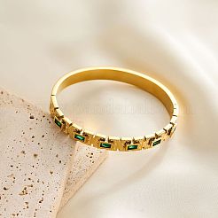 304ステンレススチール製マイクロパヴェキュービックジルコニアバングル  女性用ヒンジ付きバングル  18KGP本金メッキ  内径：2-3/8インチ（6cm）&nbsp;FS-WGAAFE2-01
