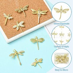 9 個 9 スタイル真鍮とキュービックジルコニアペンダント  トンボ  18KGP本金メッキ  19~32x18~31x2~3mm  穴：3~3.5mm  1個/スタイル&nbsp;KK-CJ0003-33