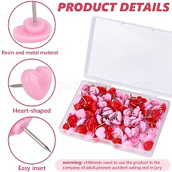 ハートのプラスチック押しピン  鉄ピンと  オフィス＆スクール用品  ミックスカラー  11x12.5x17mm  100個/セット&nbsp;FIND-WH20003-88C
