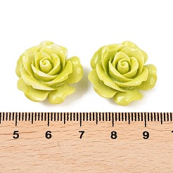 合成サンゴ染め彫刻ビーズ  花  緑黄  21x12mm  穴：1.4mm&nbsp;SHEL-Z003-03B-02