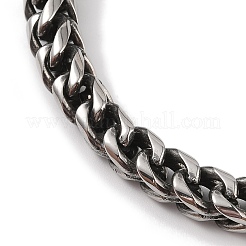 男性用304ステンレススチール製ウィートチェーンブレスレット  アンティークシルバー  8-1/2x1/4インチ（21.5x0.6cm）&nbsp;BJEW-B096-36B-AS