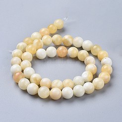 天然ハニージェイドのビーズ連売り  ラウンド  8~8.5mm  穴：0.8mm  約46個/連  14.96インチ（38cm）&nbsp;G-K153-B26-8mm-01