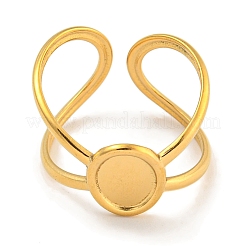 Ion Plating(IP) 304 Stainless Steel Oval Cuff Ring Components&nbsp;RJEW-A043-07G