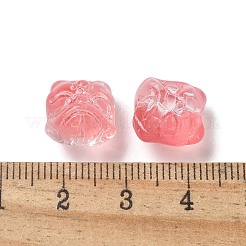 ベーキングペイント透明ガラスビーズ  グラデーションカラー  ライオン  鮭色  11.5x11x9.5mm  穴：1.2mm&nbsp;X1-GLAA-C035-01H
