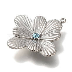 304 Stainless Steel Aquamarine Rhinestone Pendants&nbsp;STAS-P371-058P