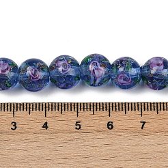 手作りの金砂ランプワークビーズ連売り  花の丸  コーンフラワーブルー  10mm  穴：1mm  約40個/連  14.96''（38センチメートル）&nbsp;LAMP-B028-03I-10mm