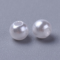 パール調アクリルビーズ  ラウンド  ホワイト  4mm  穴：1.4~1.5mm  約17000個/500g&nbsp;PACR-4D-1