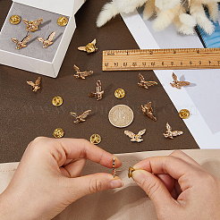 合金ブローチ15個  バックパックの服に付けるワシのラペルピン  ライトゴールド  18.5x22mm&nbsp;JEWB-DC0006-49KCG