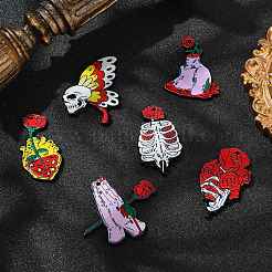 12 個 6 スタイルのハロウィンプリントアクリルパーツ  混合形状チャーム  ミックスカラー  40~46.5x20.5~44.5x2.3~2.6mm  穴：1.8mm  2個/スタイル&nbsp;SACR-CJ0001-70
