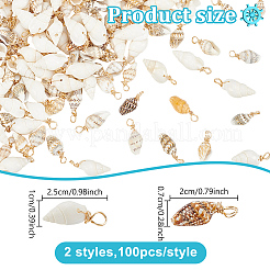 100Pcs Copper Wire Wrapped Natural Shell Pendants&nbsp;PALLOY-HY00048