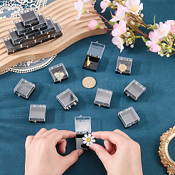 透明なプラスチック製の梱包箱  宝石用  正方形  ブラック  2.8x2.8x2cm&nbsp;AJEW-CN0007-68