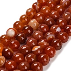 染め加工天然石瑪瑙ビーズ連売り  ラウンド  暗赤色  12~12.5mm  穴：1~1.2mm  約33個/連  14.96''（38センチメートル）&nbsp;G-G203-10L-12mm