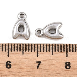 304ステンレスペンダント  文字a~zのチャーム  ステンレス鋼色  9.5~10x2.5~9x2.5mm  穴：1.2mm&nbsp;STAS-S186-12-P01
