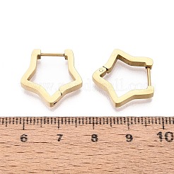 304ステンレススチールフープピアス  スター  イオンプレーティング（ip）  18KGP本金メッキ  18x18x3mm&nbsp;STAS-T074-34G-B
