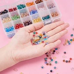 電気メッキガラスビーズ  ABカラー  多面カット  ロンデル  ミックスカラー  6x4mm  穴：1mm  60個/カラー  約1080個/箱&nbsp;EGLA-PH0003-04