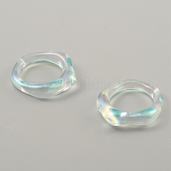 女性のためのキャンディーカラープラスチックツイストウェーブフィンガーリング  淡いターコイズ  usサイズ6 1/2(16.9mm)&nbsp;RJEW-WH0004-26A