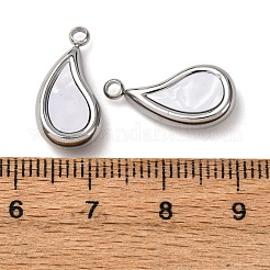 304ステンレススチール樹脂ペンダント  ティアドロップ  18.5x9.5x4.5mm  穴：1.8mm&nbsp;STAS-P406-15G-P