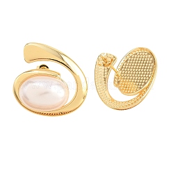 Vortex Spiral Brass & ABS Imitation Pearl Stud Earrings&nbsp;EJEW-T051-05G
