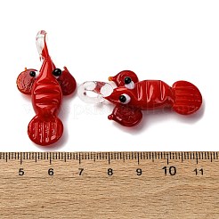 手作りランプワークペンダント  エビチャーム  レッド  42~43.5x21~22x10~11mm  穴：4x5~6mm&nbsp;LAMP-I031-01H