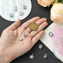 10Pcs 10 Styles Alloy Micro Pave Clear Cubic Zirconia Charms&nbsp;ZIRC-YW0001-13