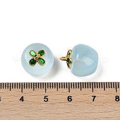 透明なガラスのリンゴのペンダント  エナメル  焼き付け塗料  ライトブルー  15.5x14x14mm  穴：1.2mm&nbsp;DGLA-E004-16E