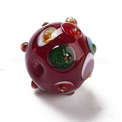 手作りランプワークビーズ  ラウンド  暗赤色  11x13x12.5mm  穴：1.6mm&nbsp;LAMP-F022-03F