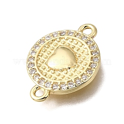 Religion Brass Micro Pave Clear Cubic Zirconia Connector Charms&nbsp;KK-G602-07G-03