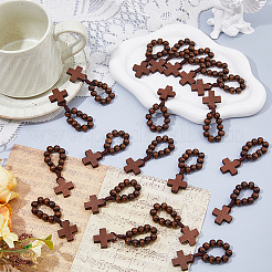 25Pcs Wood Cross & Round Beads Finger Rings&nbsp;RJEW-DC0001-23A