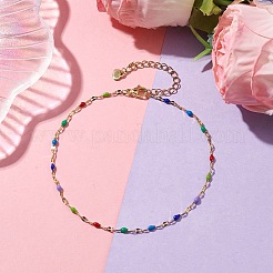 304 Stainless Steel Enamel Link Chains Anklets&nbsp;AJEW-AN00588-01