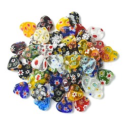 2 Strands Handmade Millefiori Glass Heart Bead Strands&nbsp;LK-CJ0001-01