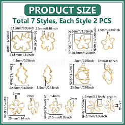14個7スタイルのDIYフラワーキット  CCBプラスチックマルチ連リンクとペンダントを含む  ゴールドカラー  24.5~34x21.5~31.5x2~3.5mm  穴：1.4~26x1.4~19.5 XMM  2個/スタイル&nbsp;DIY-GA0008-46