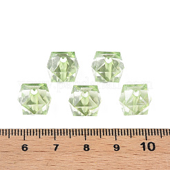 透明なアクリルビーズ  多面カット  キューブ  薄緑  10x11x11mm  穴：2mm  約670個/500g&nbsp;MACR-S373-132-B02