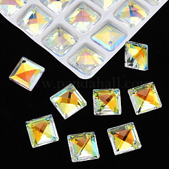 電気メッキガラスチャーム  シルバーメッキのボトム  多面カット  菱形  クリアAB  11x11x5mm  穴：1mm  84個/ボードについて  5ボード/ボックス&nbsp;EGLA-N006-021A-04